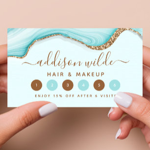 Elegantes Gold Glitter Blaues Marmor Achat Modern Treuekarte