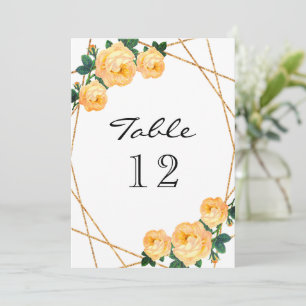 Elegantes Gold-Glitter-Geo-Orange-Blumen-Tisch Nei Ankündigung