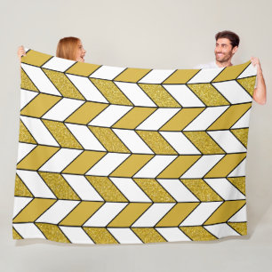 Elegantes Gold-Glitter-Herringbone-Chevron-Muster Fleecedecke