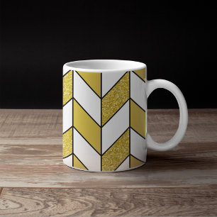Elegantes Gold-Glitter-Herringbone-Chevron-Muster Kaffeetasse