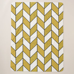 Elegantes Gold-Glitter-Herringbone-Chevron-Muster Sherpadecke