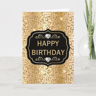 Elegantes Gold Glitter Leopardenflecken Druck Karte