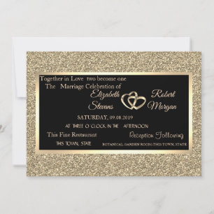Elegantes Gold Glitter, Rahmen Hochzeit Einladung