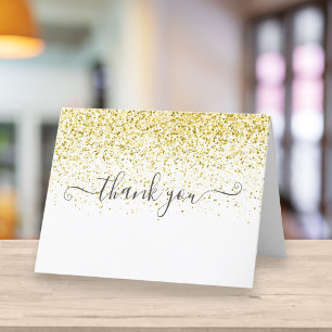 Elegantes Gold Glitter Schriftzug Dankeskarte