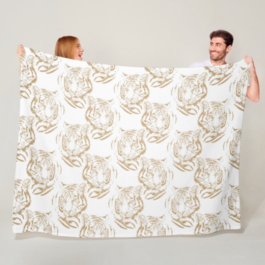 Elegantes Gold-Glitter-Tiger-Print-Weiß-Design Fleecedecke (Beispiel)