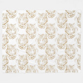 Elegantes Gold-Glitter-Tiger-Print-Weiß-Design Fleecedecke (Vorderseite (Horizontal))