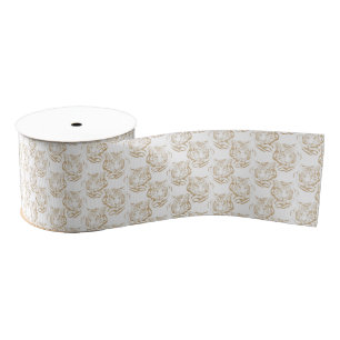 Elegantes Gold-Glitter-Tiger-Print-Weiß-Design Ripsband