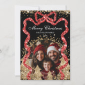 Elegantes Gold GlitterRibbon Weihnachtsbaum-Foto Einladung (Vorderseite)
