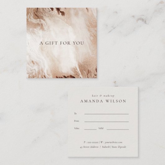 Elegantes Gold Glitzer Agate Marble Geschenkgutsch Quadratische Visitenkarte (Vorne/Hinten)