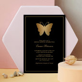 Elegantes Gold Glitzer Butterfly Brautparty Einladung
