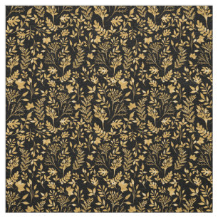 Elegantes Gold Glitzer Foliage Black Design Stoff