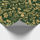 Elegantes Gold Glitzer Foliage Forest Green Design Geschenkpapier (Ecke)