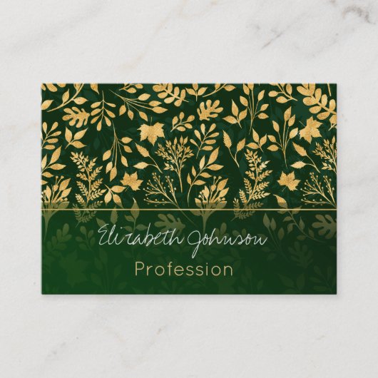 Elegantes Gold Glitzer Foliage Forest Green Design Visitenkarte (Vorderseite)