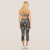 Elegantes Gold Glitzer Foliage Navy-Blue Design Capri Leggings (Rückseite)