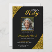 Elegantes Gold Glitzer Foto 60. Geburtstag Einladung (Vorderseite)
