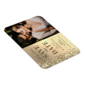 Elegantes Gold Glitzer Foto Hochzeit speichern Magnet (Rechte Seite)