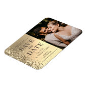 Elegantes Gold Glitzer Foto Hochzeit speichern Magnet (Linke Seite)