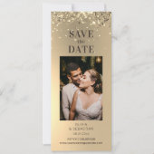 Elegantes Gold Glitzer Foto Hochzeit speichern Save The Date (Vorderseite)