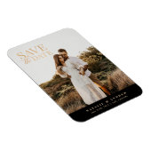 Elegantes Gold Glitzer Foto Save the Date Magnet (Rechte Seite)