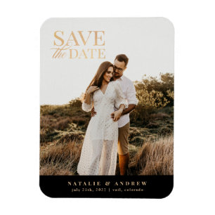 Elegantes Gold Glitzer Foto Save the Date Magnet
