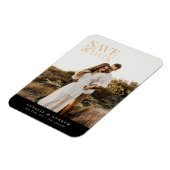 Elegantes Gold Glitzer Foto Save the Date Magnet (Linke Seite)