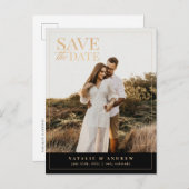Elegantes Gold Glitzer Foto Save the Date Postkarte (Vorne/Hinten)