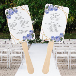 Elegantes Gold Glitzer Geo Blue Floral Wed Program Fächer