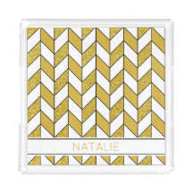 Elegantes Gold Glitzer Herringbone Zickzack Muster