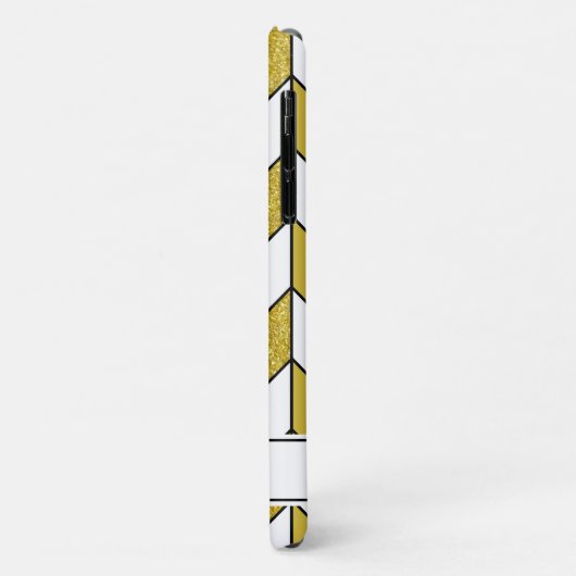 Elegantes Gold Glitzer Herringbone Zickzack Muster Case-Mate iPhone Hülle (Hinten/Links)