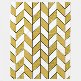 Elegantes Gold Glitzer Herringbone Zickzack Muster Fleecedecke