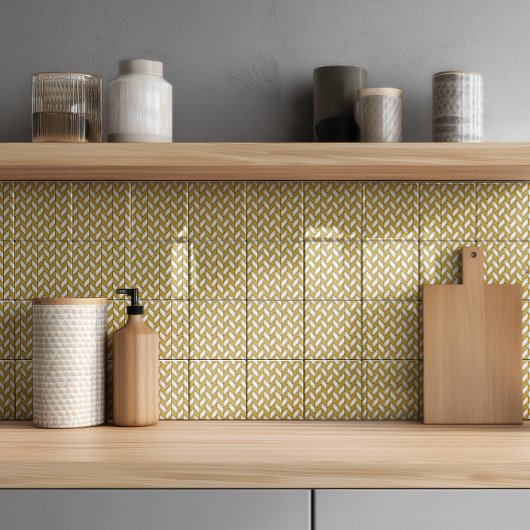 Elegantes Gold Glitzer Herringbone Zickzack Muster Fliese
