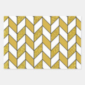 Elegantes Gold Glitzer Herringbone Zickzack Muster Geschenkpapier Set (Vorderseite)
