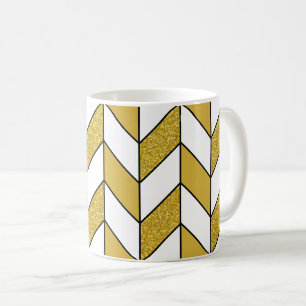 Elegantes Gold Glitzer Herringbone Zickzack Muster Kaffeetasse