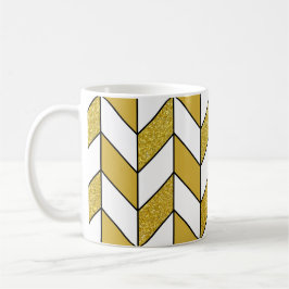 Elegantes Gold Glitzer Herringbone Zickzack Muster Kaffeetasse