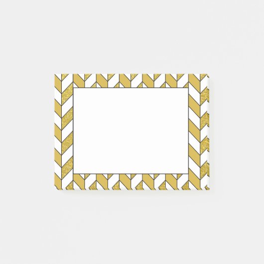 Elegantes Gold Glitzer Herringbone Zickzack Muster Post-it Klebezettel (Vorderseite)