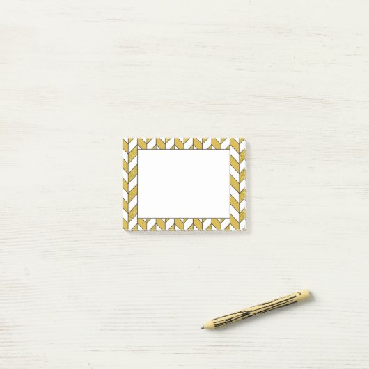 Elegantes Gold Glitzer Herringbone Zickzack Muster Post-it Klebezettel (Auf Schreibtisch)