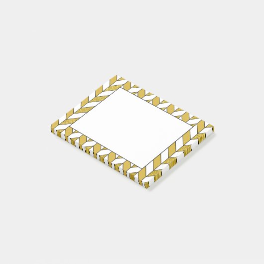Elegantes Gold Glitzer Herringbone Zickzack Muster Post-it Klebezettel (angewinkelt)