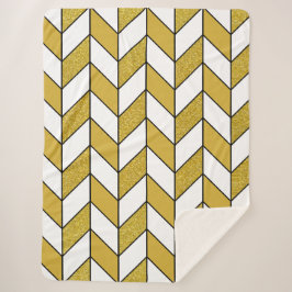 Elegantes Gold Glitzer Herringbone Zickzack Muster Sherpadecke