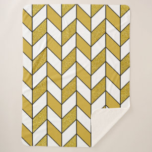 Elegantes Gold Glitzer Herringbone Zickzack Muster Sherpadecke