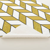 Elegantes Gold Glitzer Herringbone Zickzack Muster Sherpadecke (3/4)
