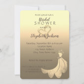 Elegantes Gold Glitzer Herz, Dress Brautparty Einladung (Vorderseite)