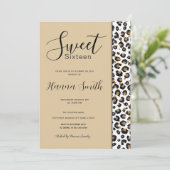 Elegantes Gold Glitzer Leopard Muster Einladung (Stehend Vorderseite)