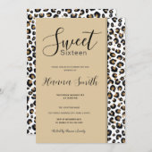 Elegantes Gold Glitzer Leopard Muster Einladung (Vorne/Hinten)
