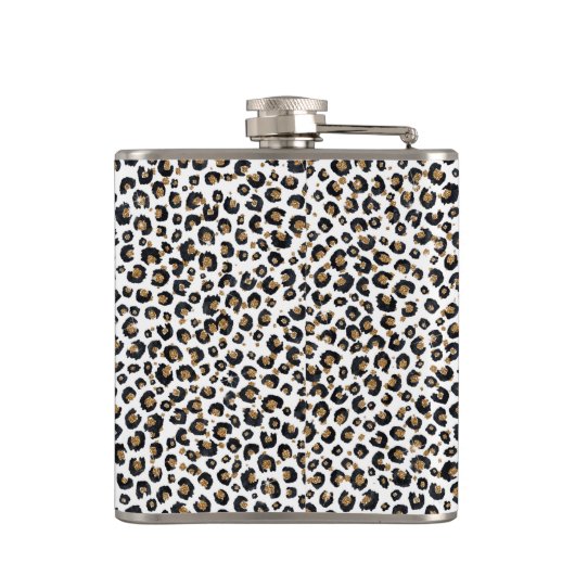 Elegantes Gold Glitzer Leopard Muster Flachmann (Rückseite)