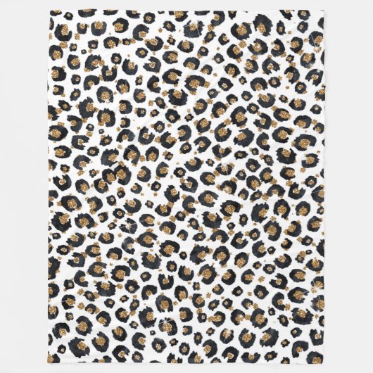 Elegantes Gold Glitzer Leopard Muster Fleecedecke (Vorderseite)