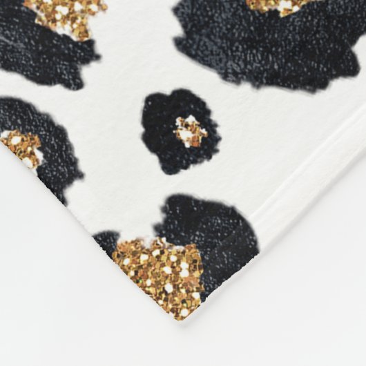 Elegantes Gold Glitzer Leopard Muster Fleecedecke (Ecke)