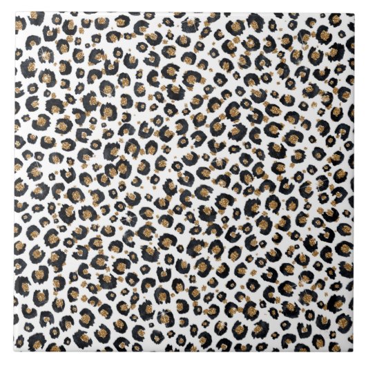 Elegantes Gold Glitzer Leopard Muster Fliese (Vorderseite)