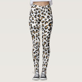 Elegantes Gold Glitzer Leopard Muster Leggings (Vorderseite)