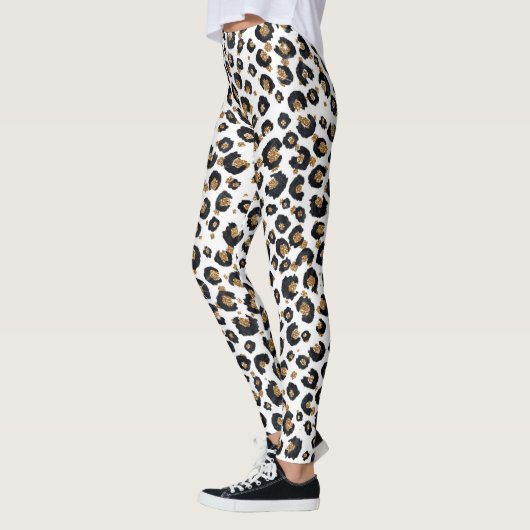 Elegantes Gold Glitzer Leopard Muster Leggings (Links)