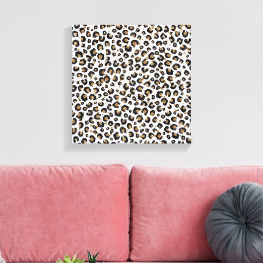 Elegantes Gold Glitzer Leopard Muster Leinwanddruck (Insitu (Wohnzimmer))